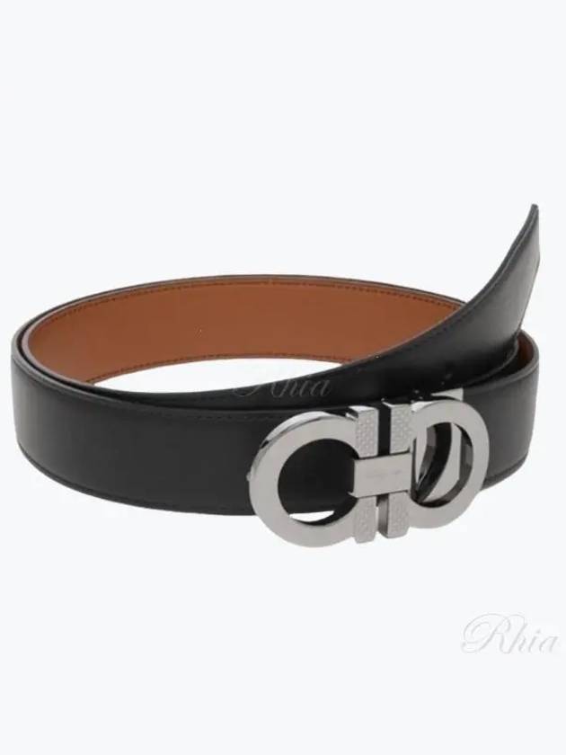 Reversible Leather Belt Black - SALVATORE FERRAGAMO - BALAAN 2