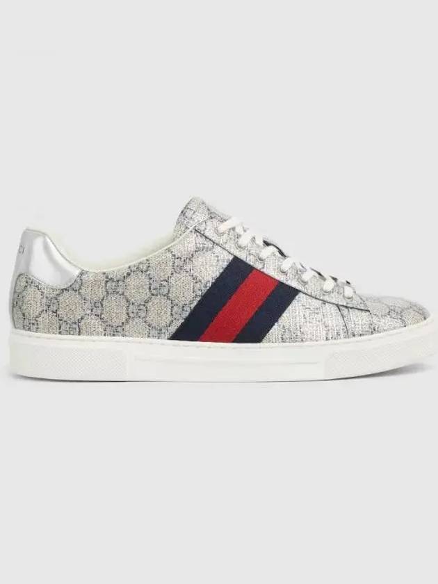 Ace Men s Web Sneakers Beige Blue GG Supreme 812047FAD2F8742 - GUCCI - BALAAN 1