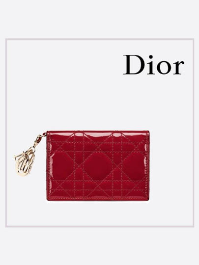 Lady Cannage Patent Calfskin Flap Card Wallet Red - DIOR - BALAAN 2