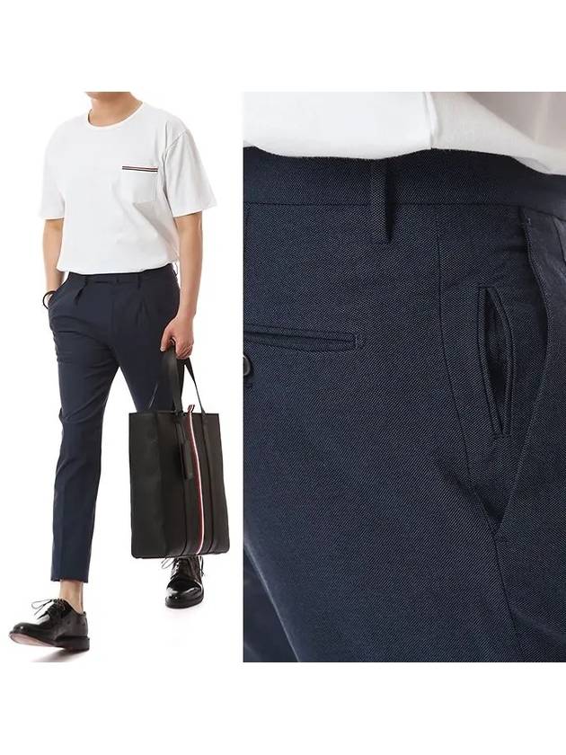 Pattern 86 Two Tuck Tapered Ice Cotton Straight Pants Navy - INCOTEX - BALAAN 2