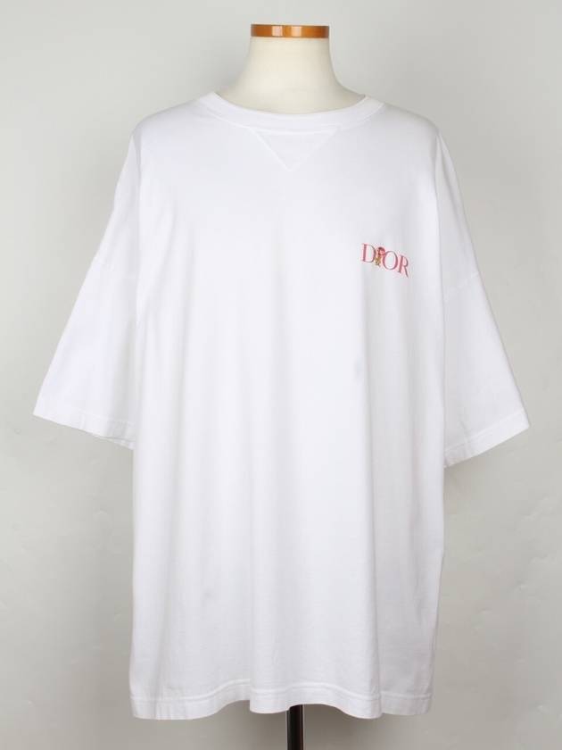 Rose embroidered logo short sleeve t shirt XL 105 110 - DIOR - BALAAN 1