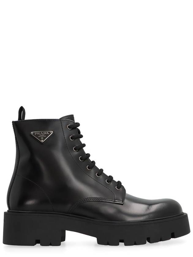 Brushed Leather Combat Boots Black - PRADA - BALAAN 2