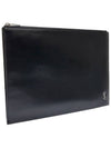 Women s 607782 Black Leather YSL Silver Logo Clutch - SAINT LAURENT - BALAAN 2