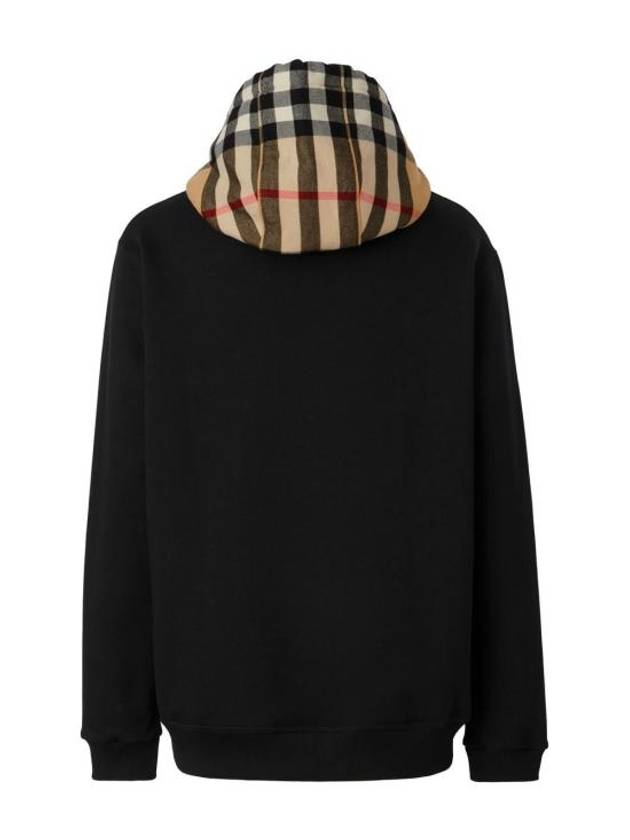 Check Hood Cotton Hoodie Black - BURBERRY - BALAAN 3