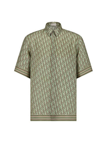 Oblique Short Sleeve Shirt Khaki - DIOR - BALAAN 1