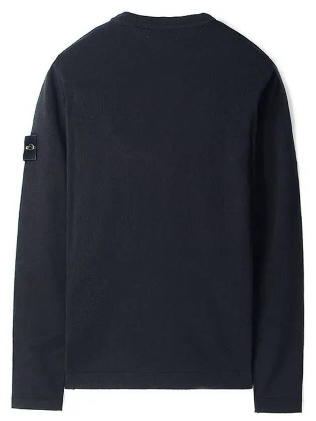 Men's Wappen Patch Crew Neck Cotton Knit Top Navy - STONE ISLAND - BALAAN 3