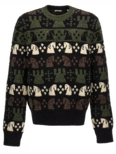 Chess Intarsia Wool Blend Knit Top Black - BURBERRY - BALAAN 2