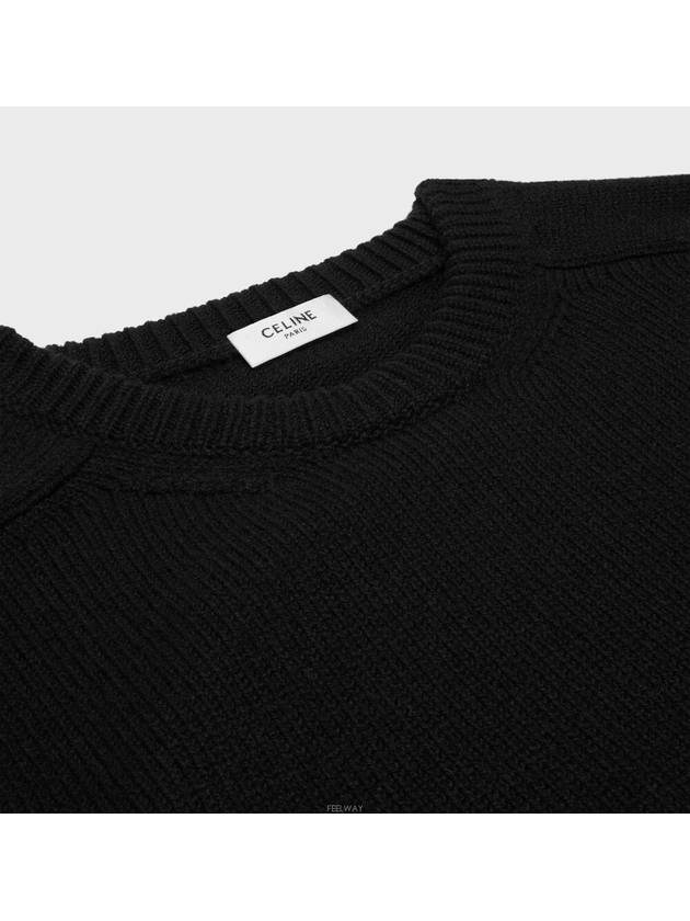 Triomphe crew neck wool cashmere knit top black - CELINE - BALAAN 3