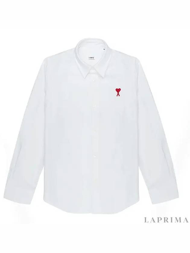 de Coeur Embroidered Logo Cotton Shirt White - AMI - BALAAN 5