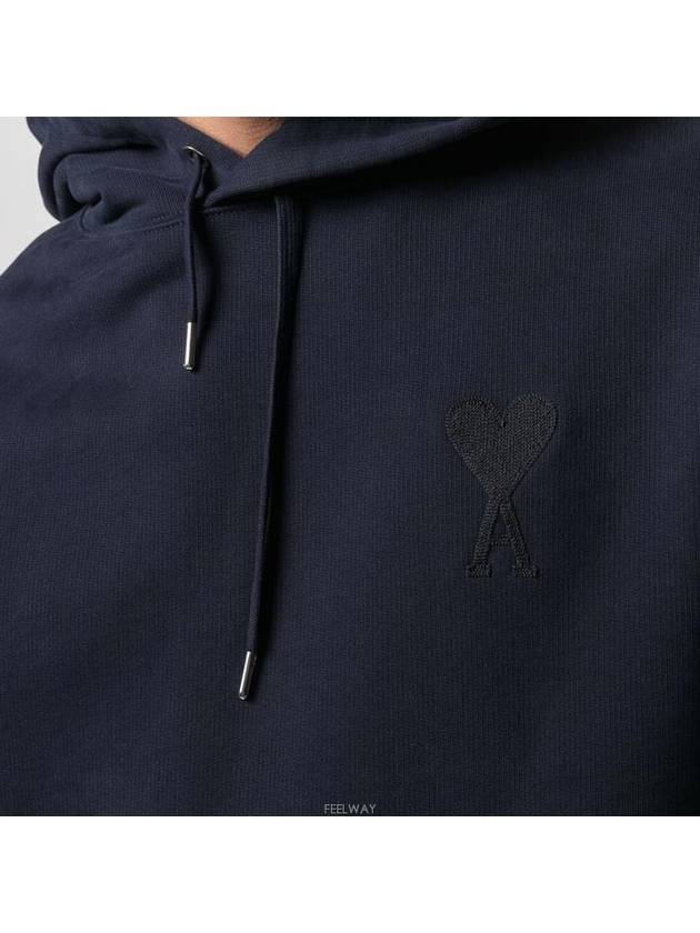 Embroidered Heart Logo Hoodie Navy - AMI - BALAAN 6