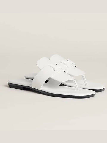 Women's Gallery Sandals Slippers White H231036Z - HERMES - BALAAN 1