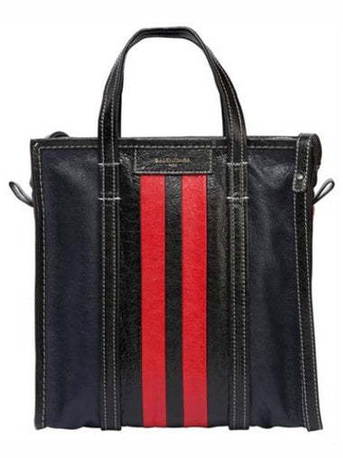 Bazar Striped Medium Tote Bag Red Navy - BALENCIAGA - BALAAN 1