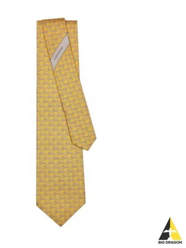 Tiger Print Silk Tie Yellow - SALVATORE FERRAGAMO - BALAAN 2