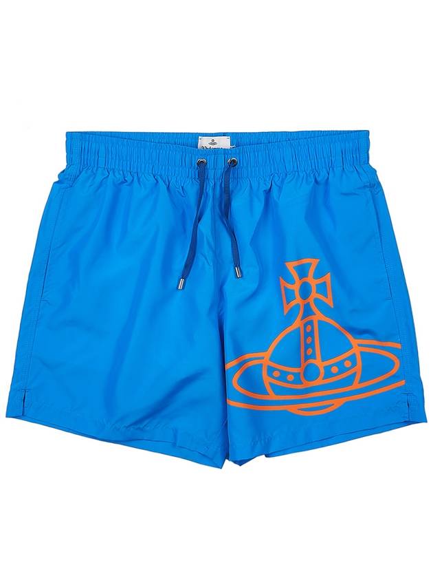 Men's Logo Printing Swim Shorts Ocean Blue - VIVIENNE WESTWOOD - BALAAN.