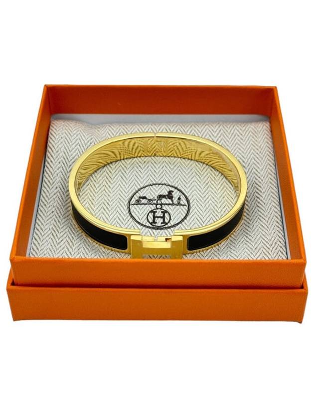 Clic HH Bracelet Gold Noir Mat - HERMES - BALAAN 3