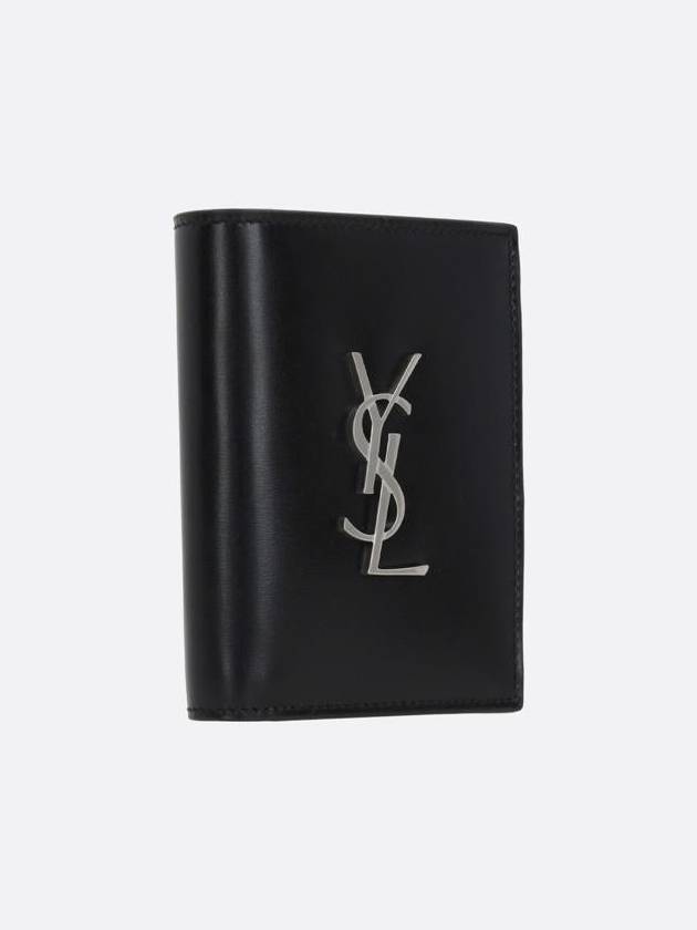 Men's Silver Monogram Fold Half Wallet Black - SAINT LAURENT - BALAAN 4