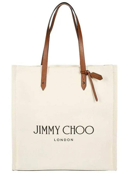 Logo Print Canvas Tote Bag Beige - JIMMY CHOO - BALAAN 2