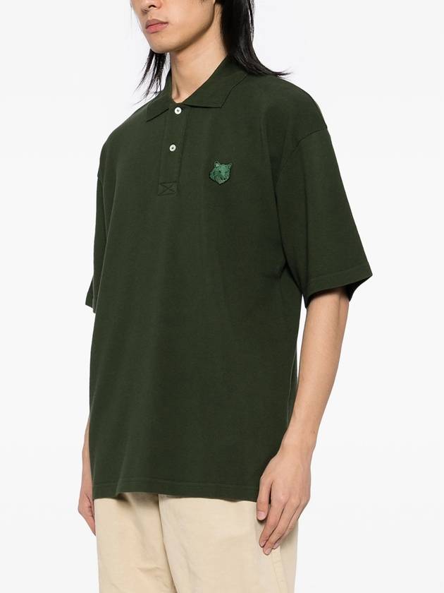 Bold Fox Head Patch Oversized Polo Shirt Green - MAISON KITSUNE - BALAAN 4