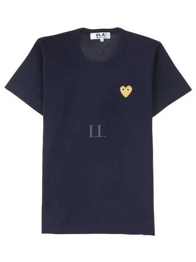 Gold Heart Wappen Short Sleeve T-Shirt Navy - COMME DES GARCONS - BALAAN 2