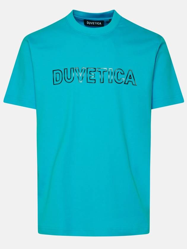 Logo Print Short Sleeve T Shirt Light Blue - DUVETICA - BALAAN 2