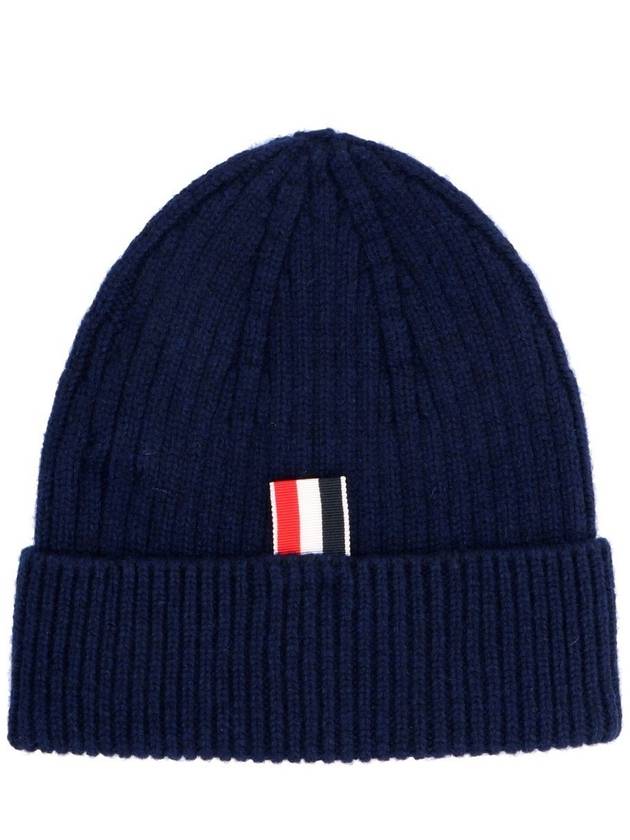 4 Bar Stripe Cashmere Beanie Navy - THOM BROWNE - BALAAN 3