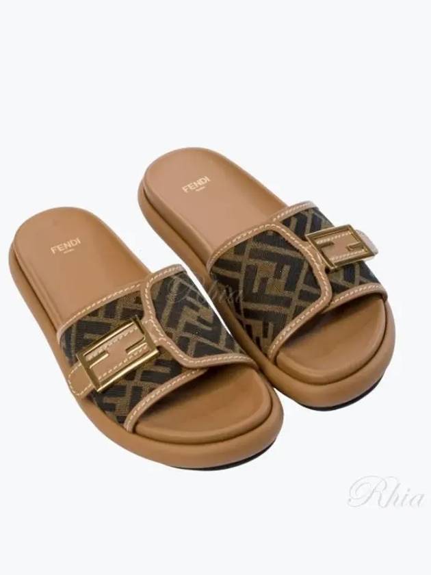 FF Baguette Slide Slippers Brown - FENDI - BALAAN 2