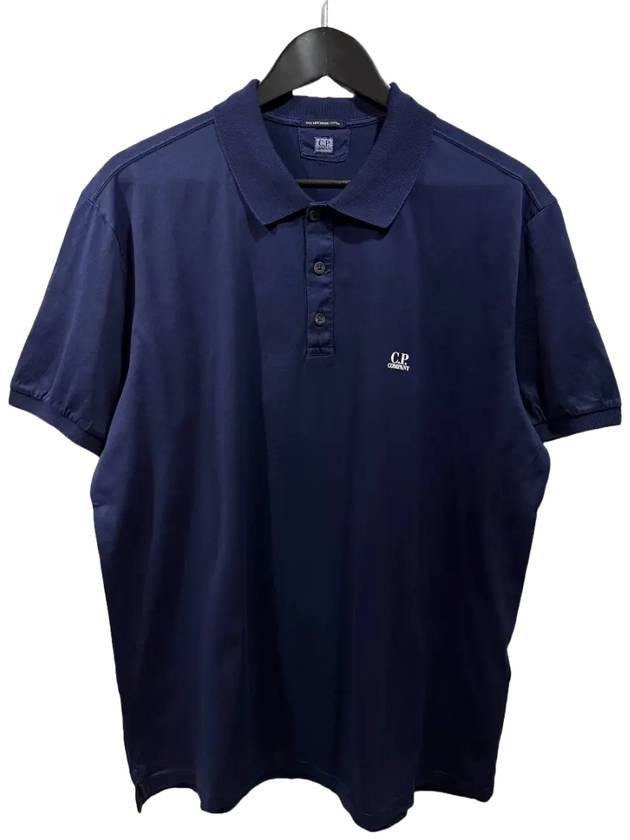 Men's Embroidered Logo Cotton Polo Shirt Navy - CP COMPANY - BALAAN 2