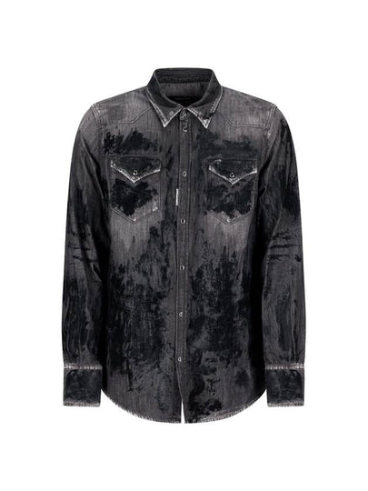 FW23 flock denim shirt S71DM0647 S30826 - DSQUARED2 - BALAAN 2