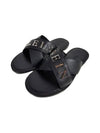 Logo Plaque Calf Leather Slippers Black - PHILIPP PLEIN - BALAAN 3