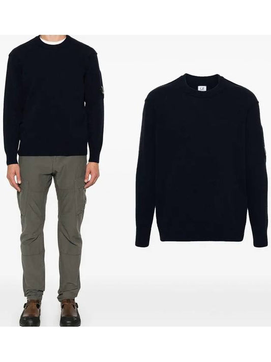 Lambswool GRS Crew Neck Knit Top Navy - CP COMPANY - BALAAN 2