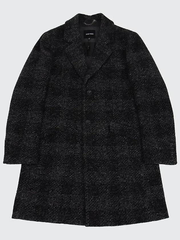 Check pattern black wool blend half coat CO113 - IKALOOOK - BALAAN 3