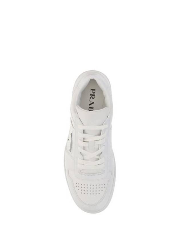 Downtown Triagle Logo Leather Low Top Sneakers White - PRADA - BALAAN 5