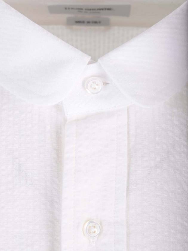 Armband Detail Seersucker Long Sleeve Shirt White - THOM BROWNE - BALAAN 4