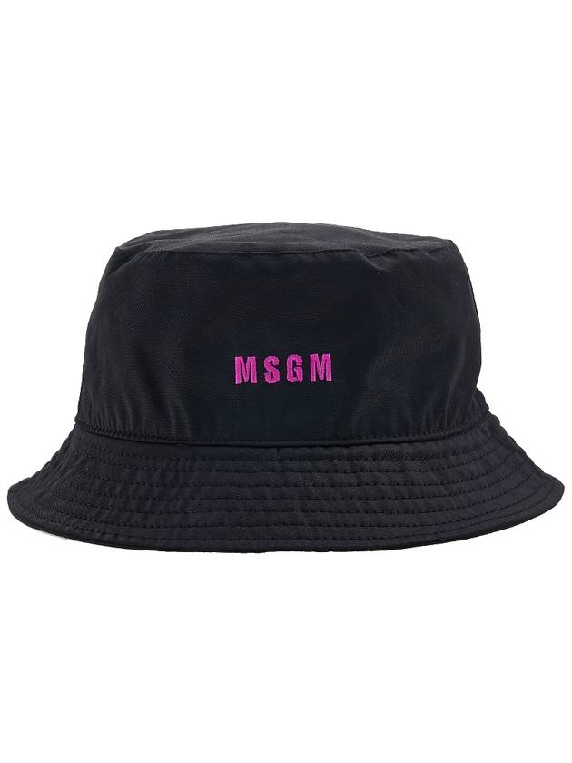 Embroidered Micro Logo Cotton Bucket Hat Black - MSGM - BALAAN 3