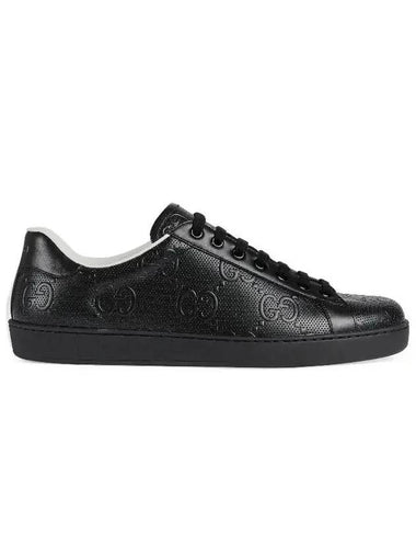 Ace GG Embossed Leather Low Top Sneakers Black - GUCCI - BALAAN 1