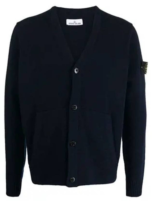 Men's Wappen Patch Button Cardigan Navy - STONE ISLAND - BALAAN 2