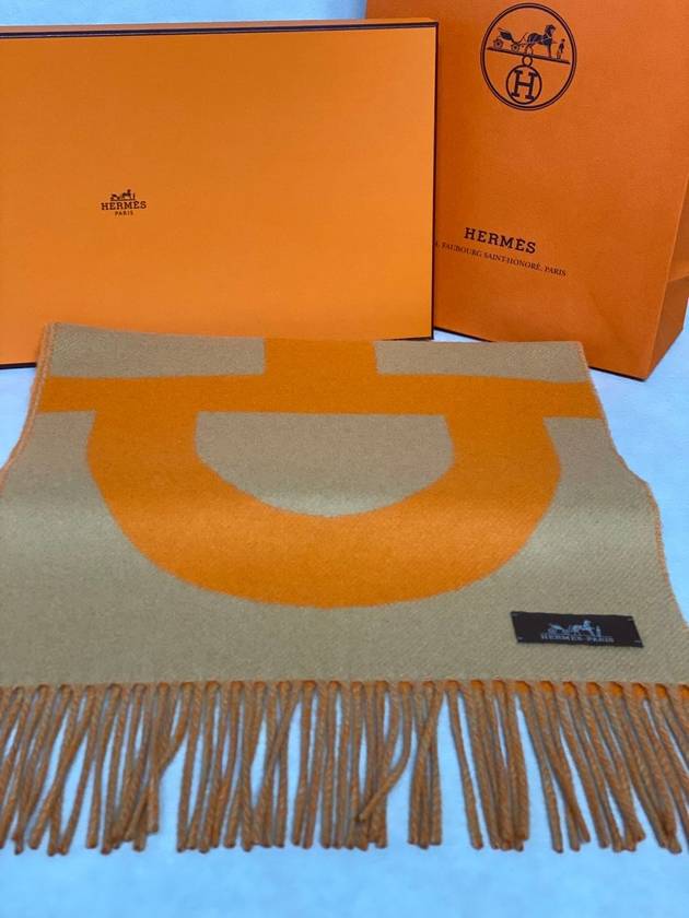 Casaque Grand Mors Muffler Camel Orange - HERMES - BALAAN 4