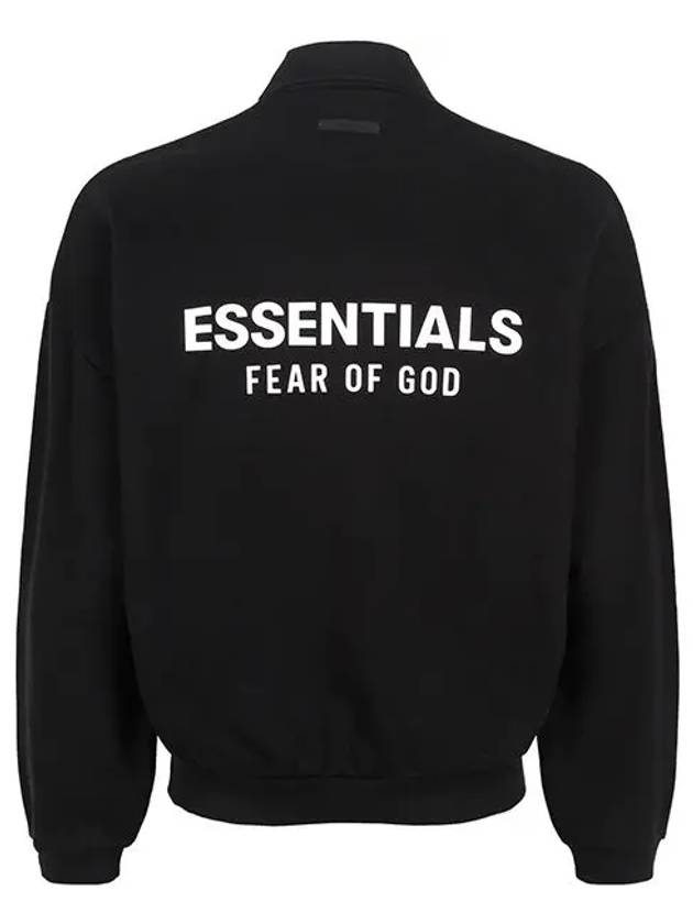 Logo Print Fleece Long Sleeve Polo Shirt Black - FEAR OF GOD ESSENTIALS - BALAAN 3