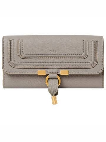 Marci Flap Grain Calfskin Long Wallet Cashmere Gray - CHLOE - BALAAN.