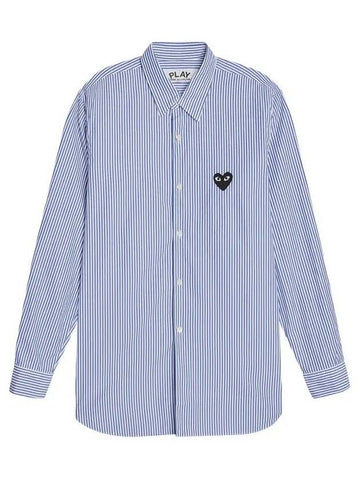 Black Heart Striped Shirt Blue AZ B018 051 1 - COMME DES GARCONS - BALAAN 1