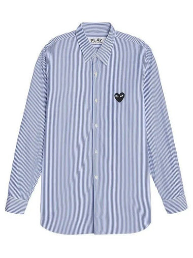 Black Heart Stripe Shirt Blue AX B018 051 1 - COMME DES GARCONS - BALAAN 1