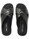 Triangle Logo Leather Slippers Black - PRADA - BALAAN 7