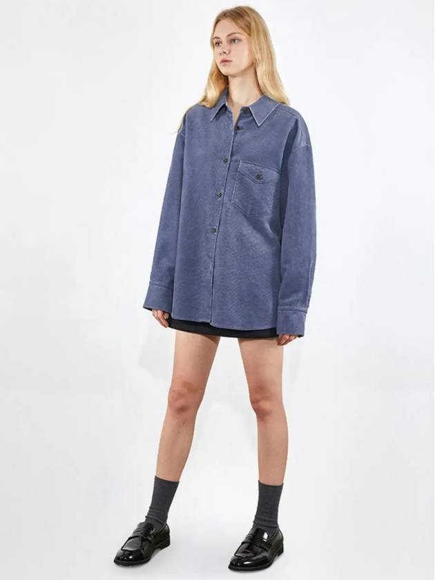 Oversized corduroy washed shirt blue 0080 - VOYONN - BALAAN 11