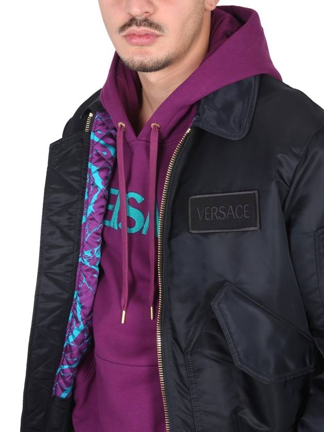 logo patch nylon bomber jacket black - VERSACE - BALAAN 5