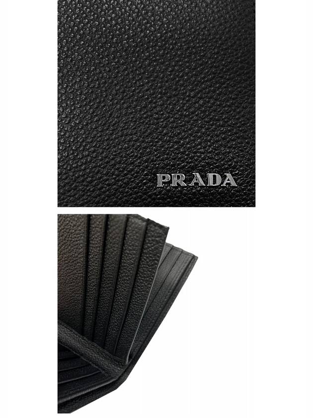 Silver Logo Vitello Micro Grain Half Wallet Black 2MO100 2CGS F0002 - PRADA - BALAAN 6