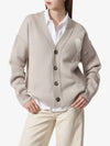 De Coeur Logo Wool Cardigan Light Beige - AMI - BALAAN 2