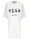 Milano Brushed Logo Short Sleeve Short Dress White - MSGM - BALAAN 2