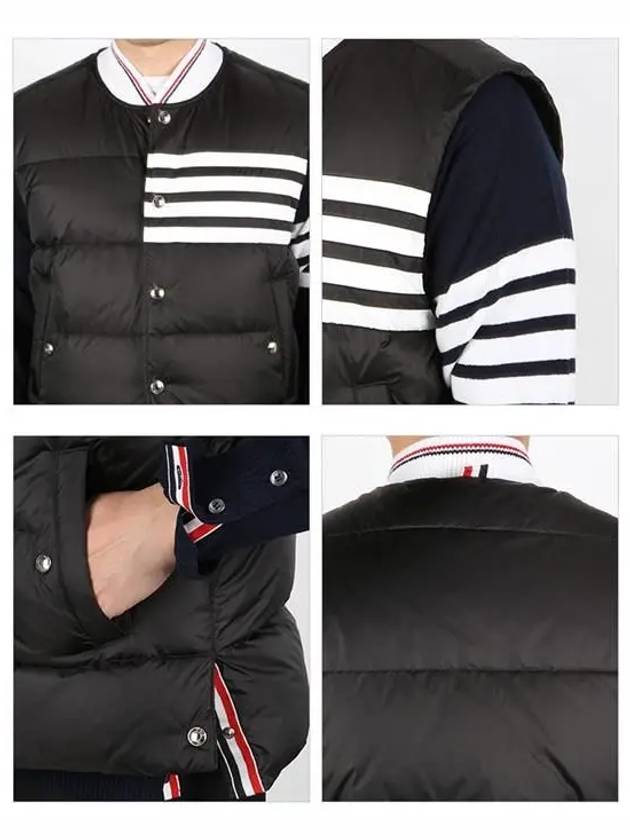 Men's Matte Diagonal Nylon Down Padded Vest Black - THOM BROWNE - BALAAN 4