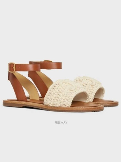 Triomphe Maccram Lympia Sandals Brown - CELINE - BALAAN 2