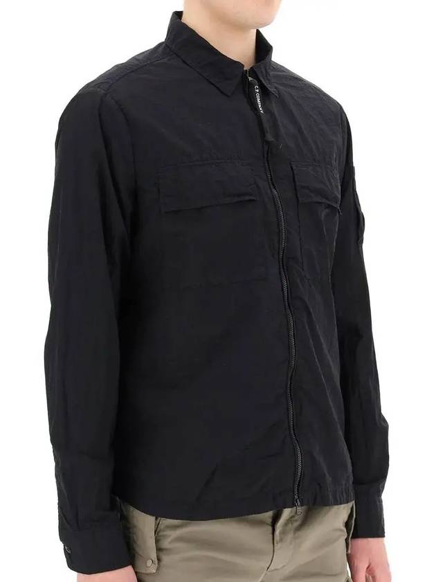 Chrome R Lens Wappen Overshirt Zip-Up Jacket Black - CP COMPANY - BALAAN 4